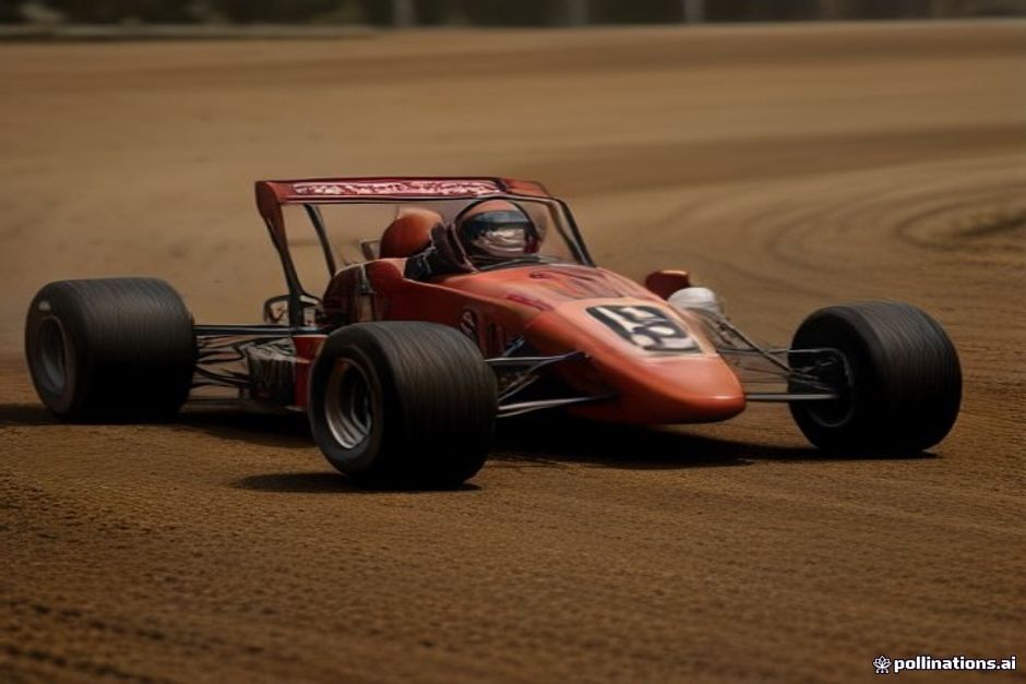 Classic sprint car racing vehicle tearing up a dirt track