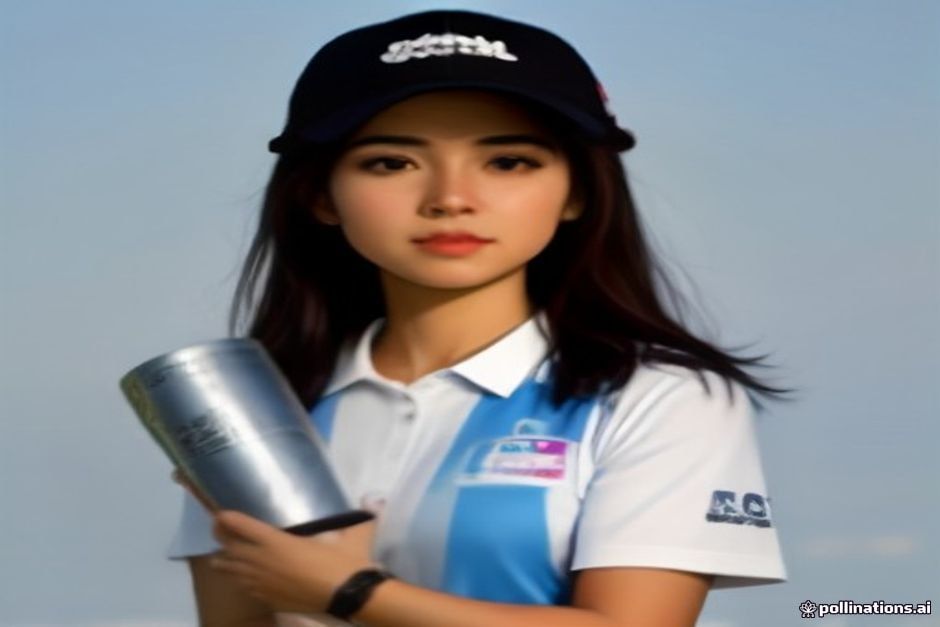 Lorena Ochoa holding LPGA championship trophy
