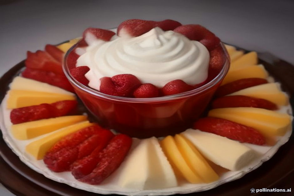 Fruit platter served with plant based dip