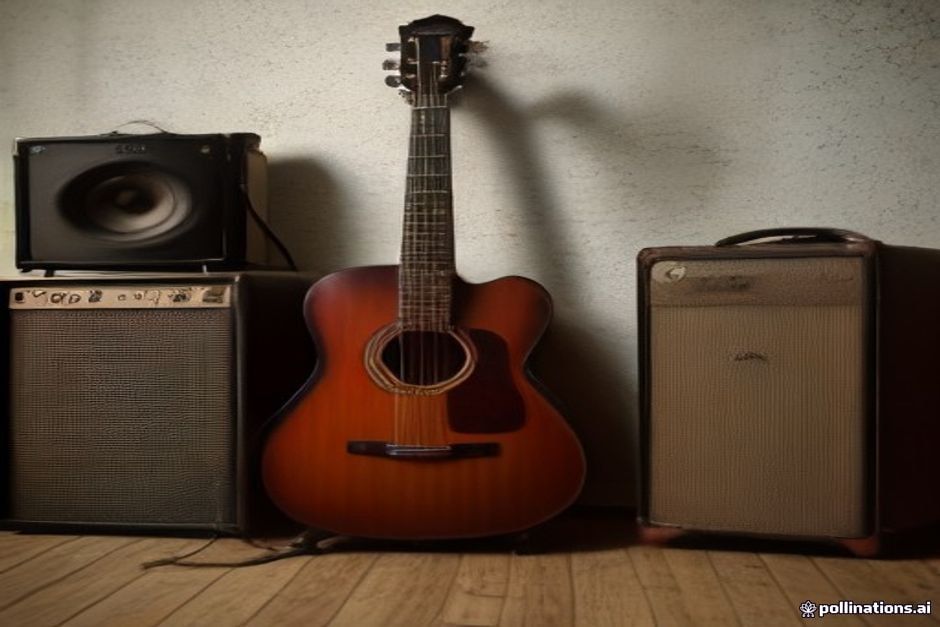 Acoustic guitar ready for live concert